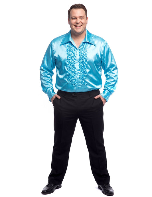 Chemise disco bleu clair homme