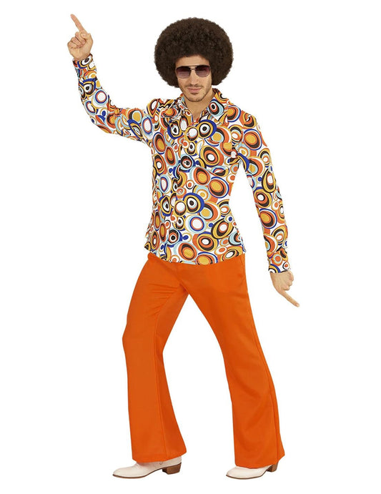 Vue de face de la chemise groovy bubbles années 70 pour homme