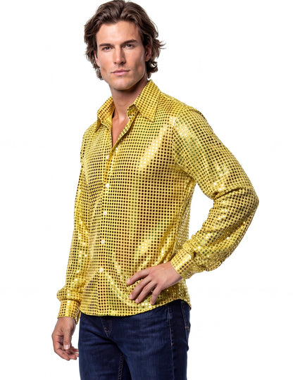 Moška disko majica visokega cenovnega razreda v rumeni barvi