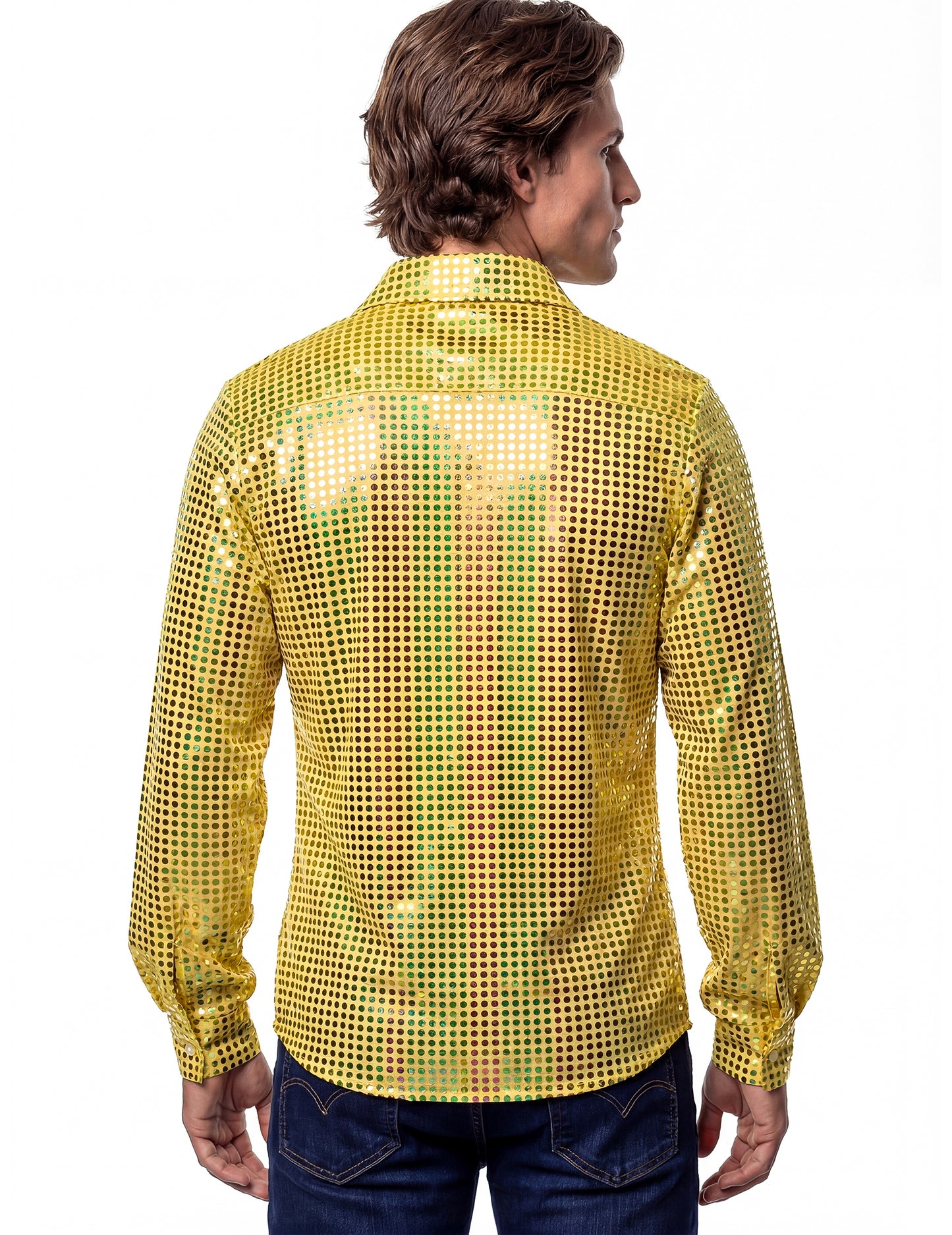 Moška disko majica visokega cenovnega razreda v rumeni barvi