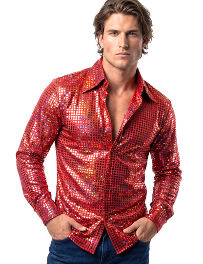 Moška disco srajca rdeča vrhunske kakovosti 