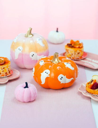 Okrasna buča Summerween iz oranžne smole z duhci 15,5 x 15,5 x 11 cm