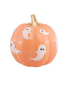 Dekorativna buča Summerween iz pastelno oranžne smole z duhovi 14,5 x 14,5 x 14,8 cm