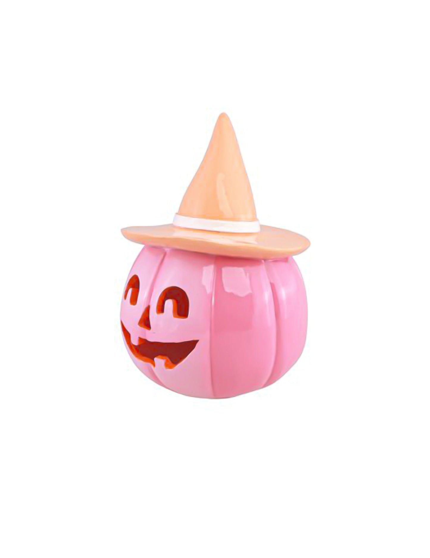 Dekorativna buča Summerween iz roza smole s pastelno oranžnim klobukom 12,5 x 12,3 x 17 cm