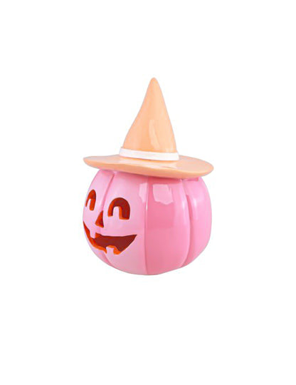 Dekorativna buča Summerween iz roza smole s pastelno oranžnim klobukom 12,5 x 12,3 x 17 cm