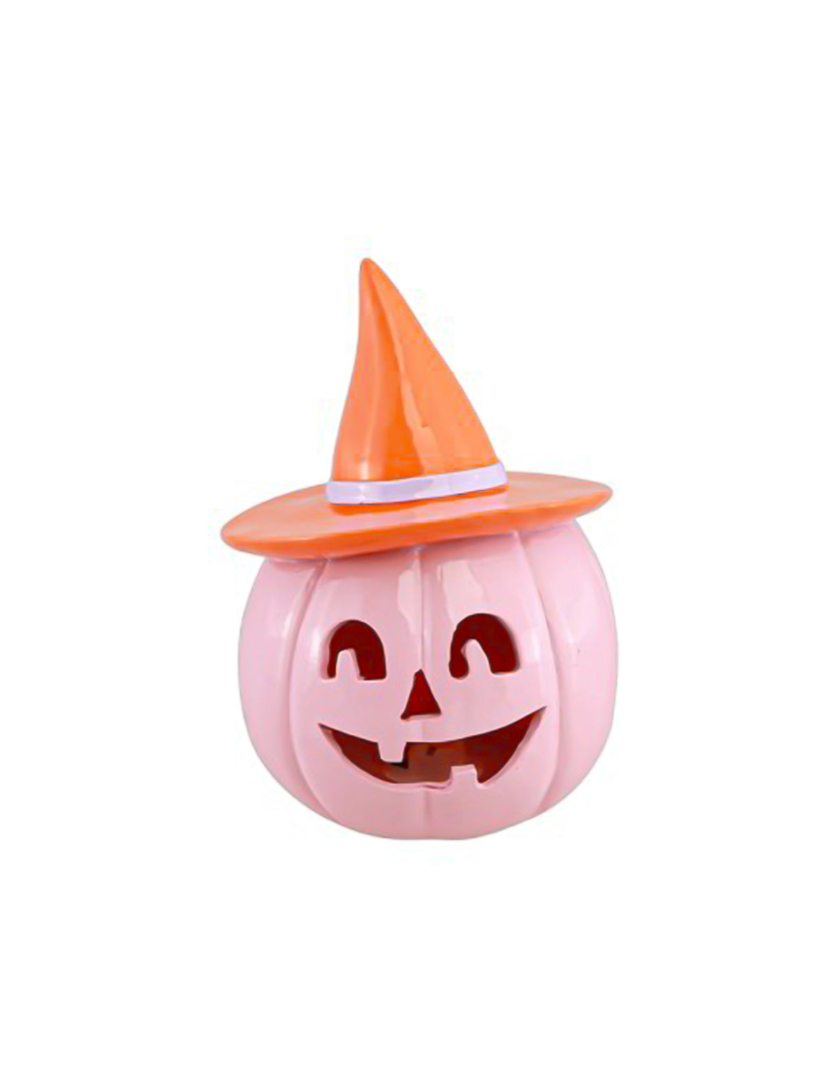 Dekorativna buča Summerween iz pastelno roza smole z oranžnim klobukom 12,5 x 12,3 x 17 cm