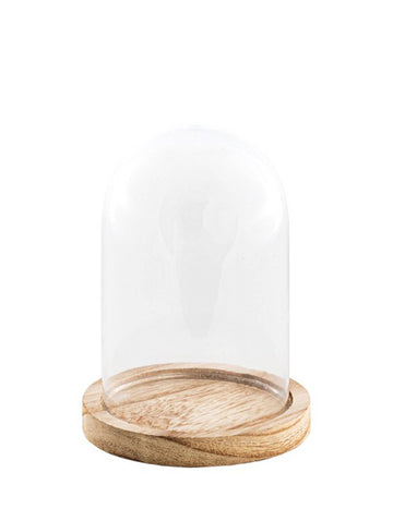 Steklena zvona na lesenem stojalu, 13,7 cm