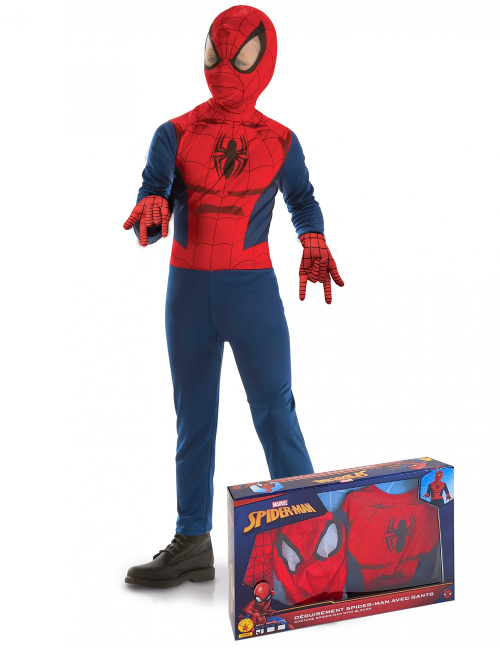 Coffret classique Spiderman pour garçon rouge et bleu avec gants