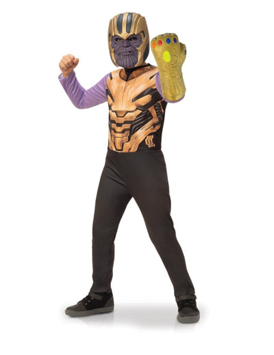 Déguisement de Thanos pour enfant doré et violet avec gantelet