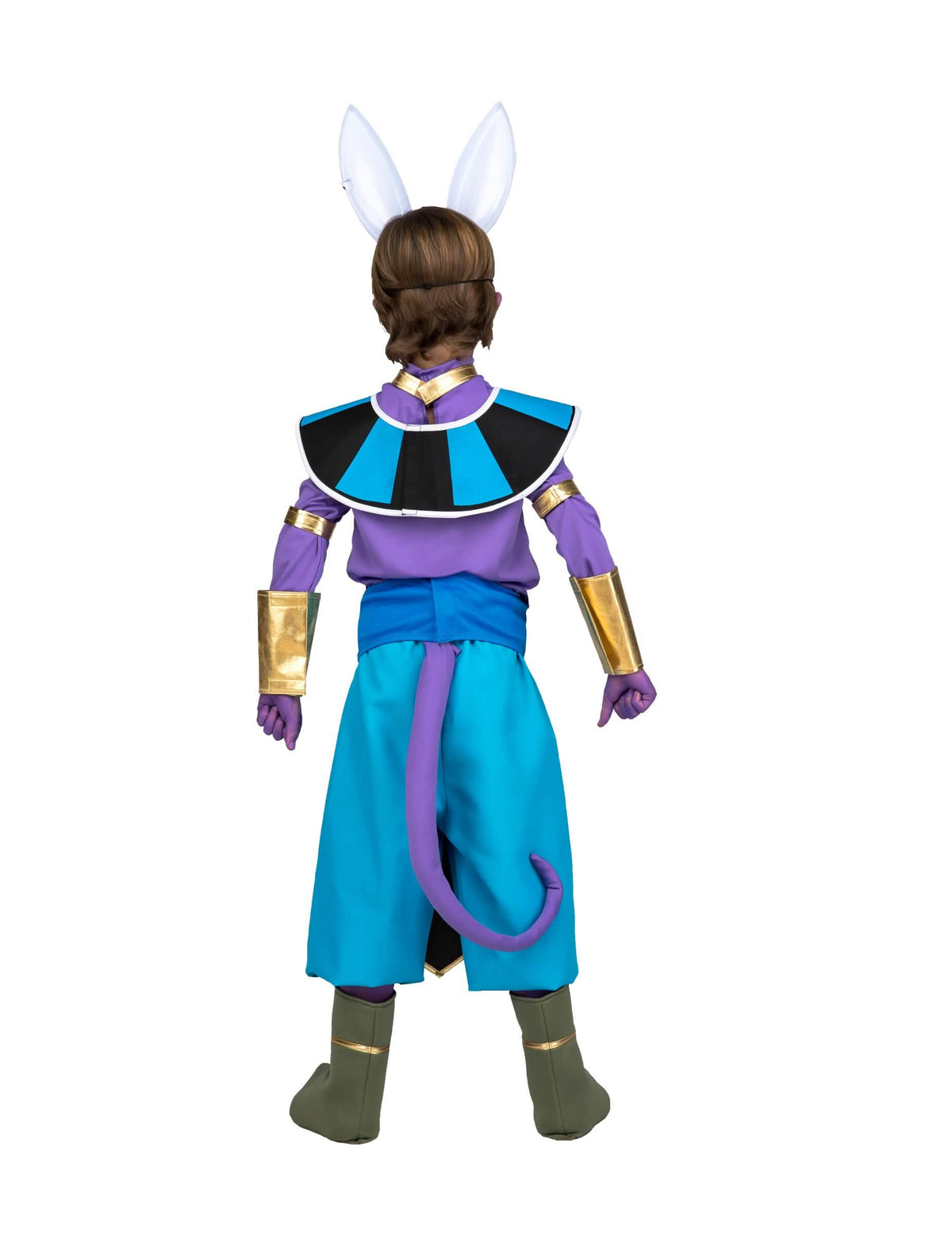 Pogled od zadaj na kostum z masko Beerus Dragon Ball