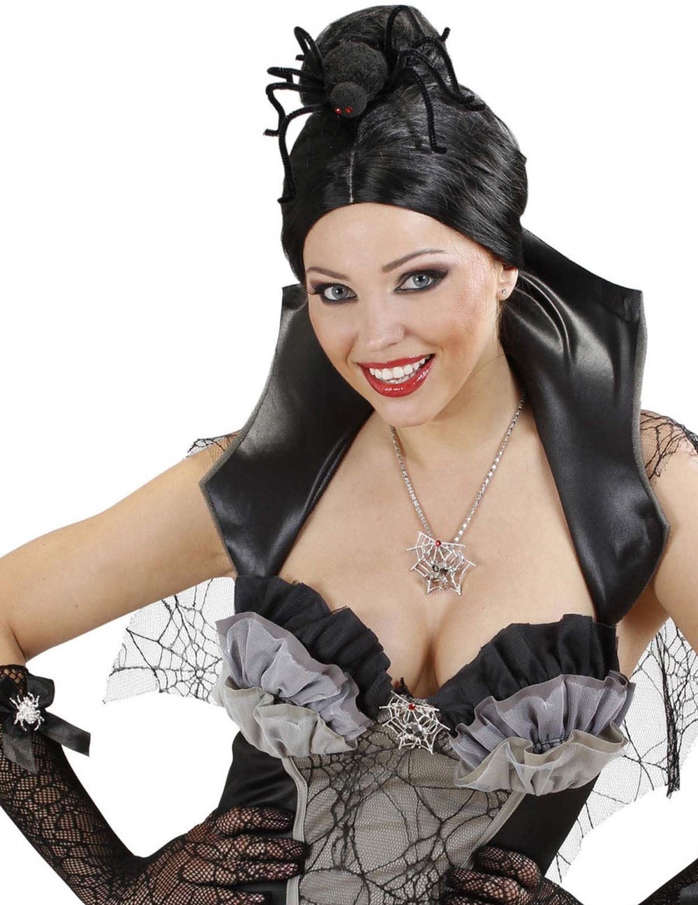 pajkova lasulja za halloween za odrasli črna s kosmatimi nogami