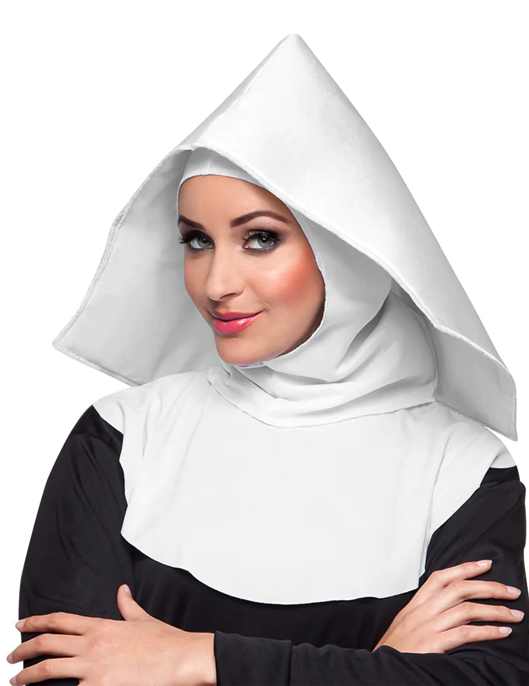 Coiffe de nonne pour adulte blanche