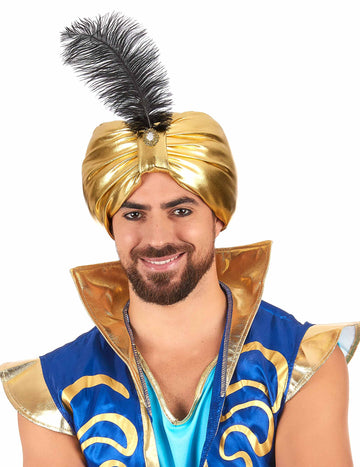 Zlata sultanska kapa z perjem za odrasle