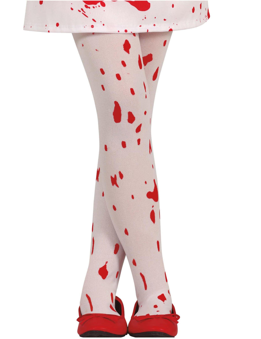 Collants ensanglantés Halloween pour enfant blancs avec taches de sang rouges