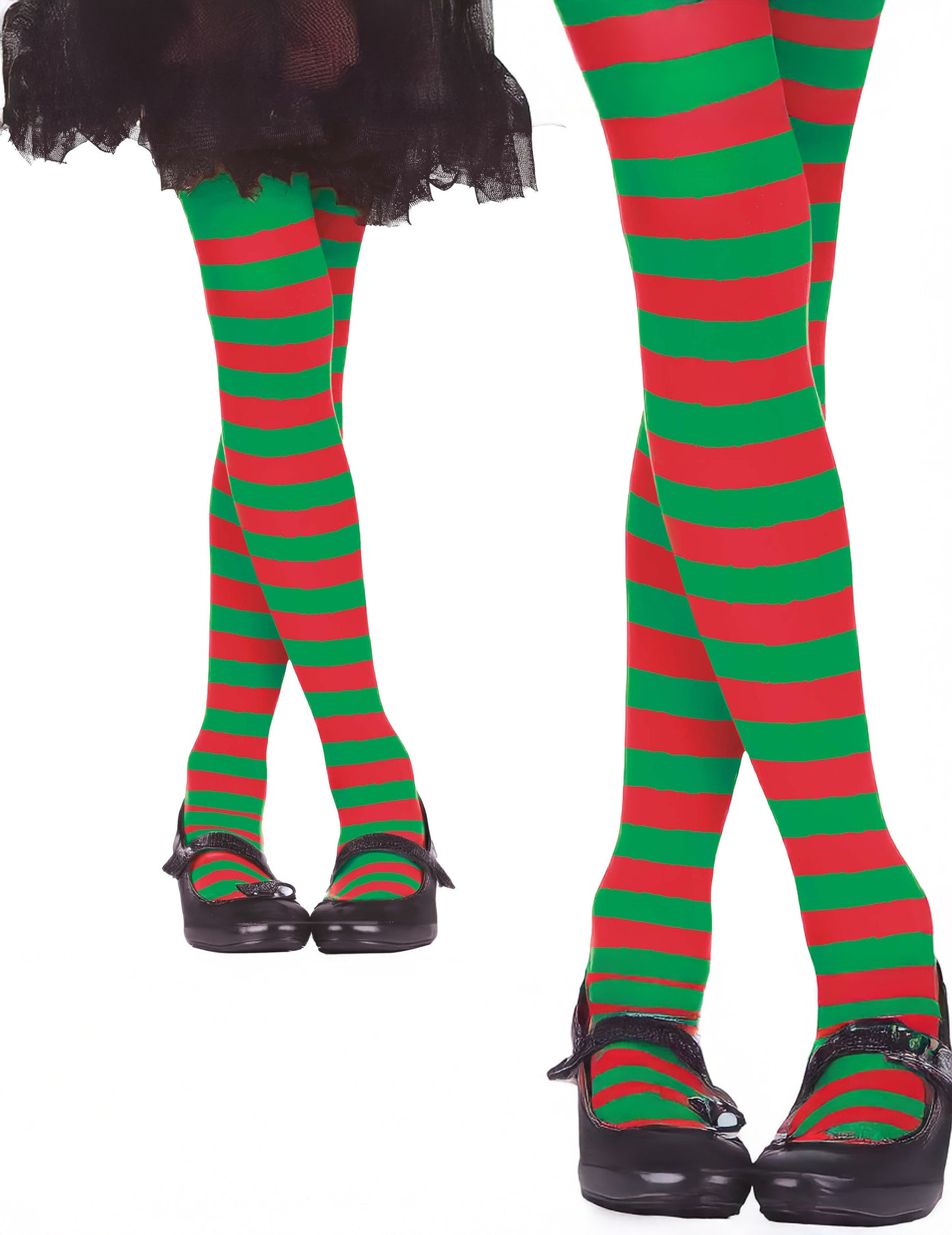 Otroške rdeče-zelene hlačne nogavice