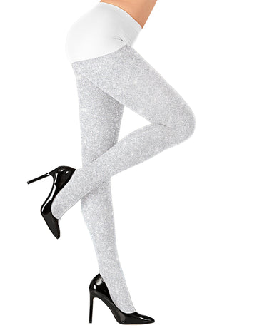 Bele bleščeče hlačne nogavice za odrasle