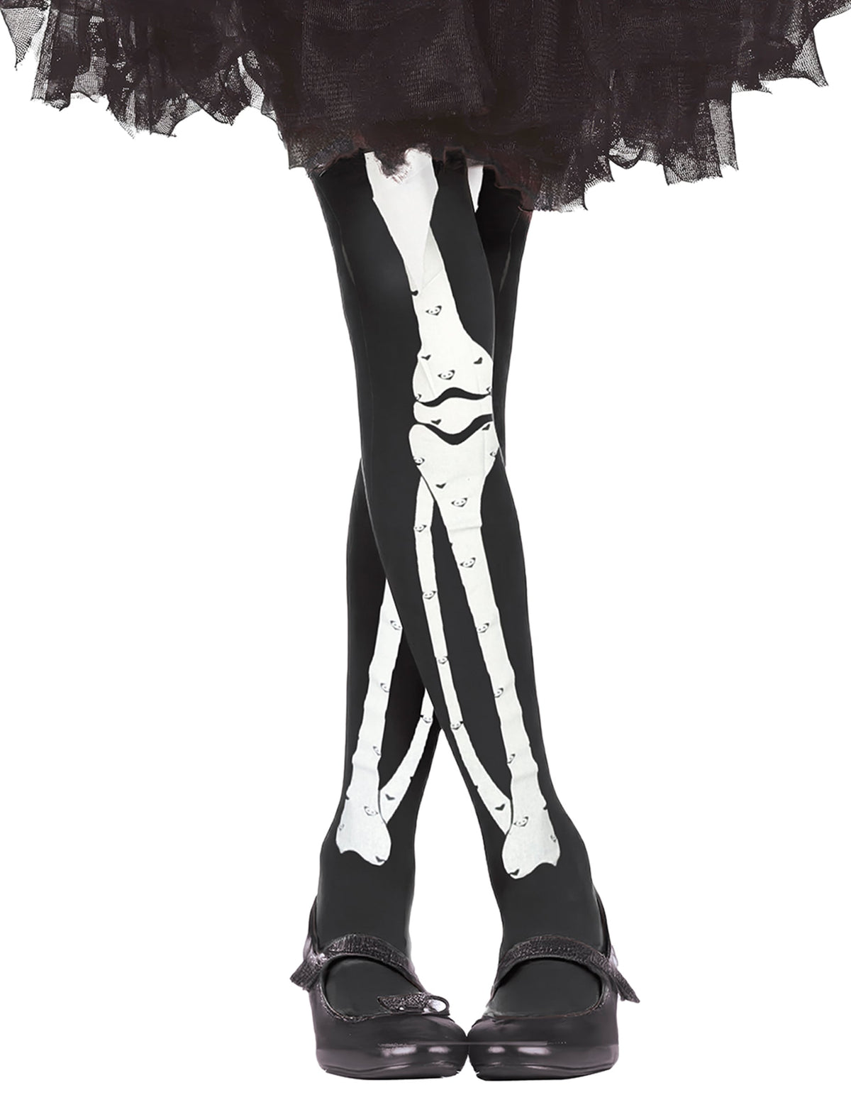 Collants squelette Halloween pour enfant noir et blanc