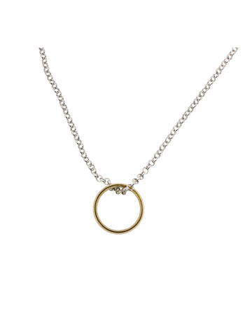 Collier anneau doré pour adulte avec chaîne argentée
