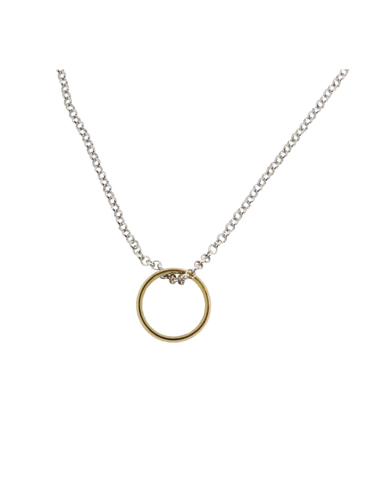 Collier anneau doré pour adulte avec chaîne argentée