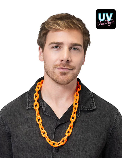 Ogrlica s široko verigo neon oranžna