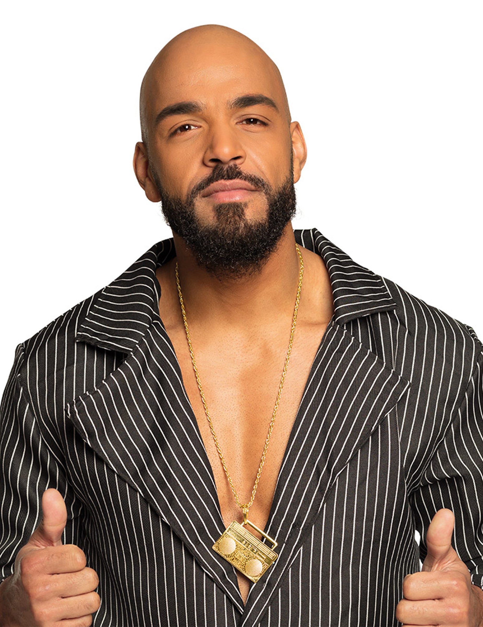 Gros plan sur le pendentif du collier poste de radio 80's