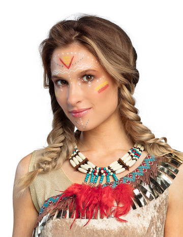 Indijska ogrlica z rdečo žensko pernato