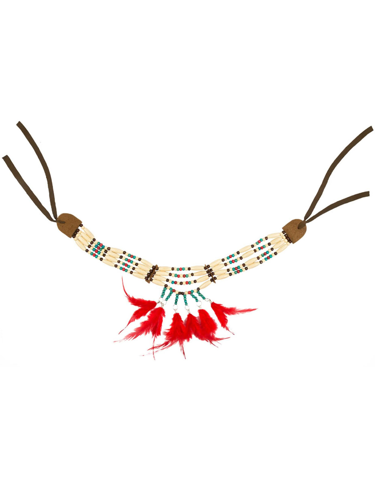 Pregled indijanskega ogrlice z rdečimi peresi