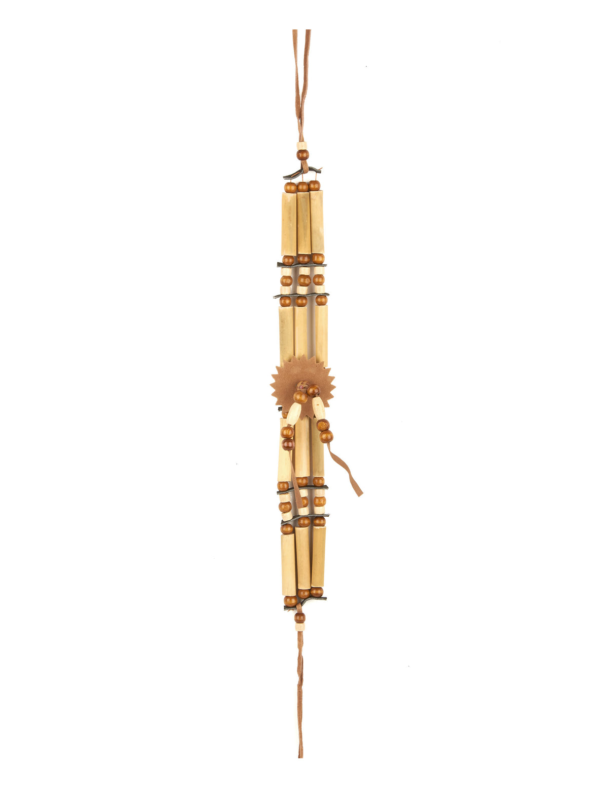 Ras de cou indien pour adulte beige et marron en bois