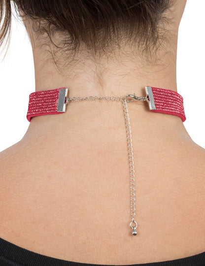Ogrlica choker z rdečimi bleščicami za odrasle