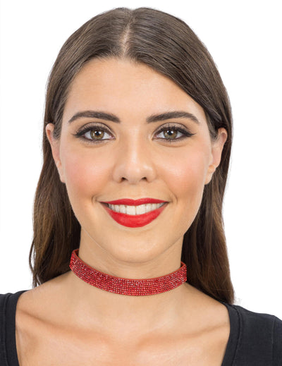 Ogrlica choker z rdečimi bleščicami za odrasle