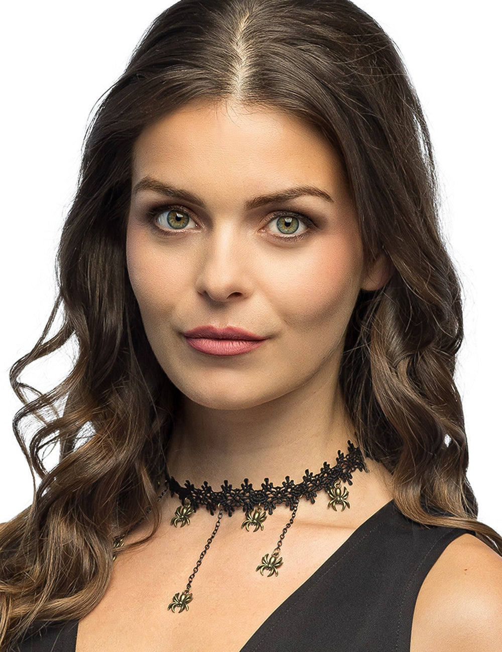 Collier ras de cou avec araignées pour adulte noir et doré