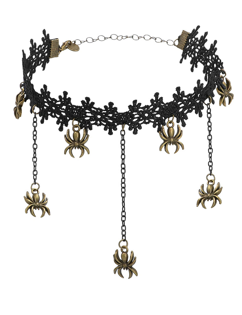 Détail des araignées suspendues du collier ras de cou avec araignées pour adulte