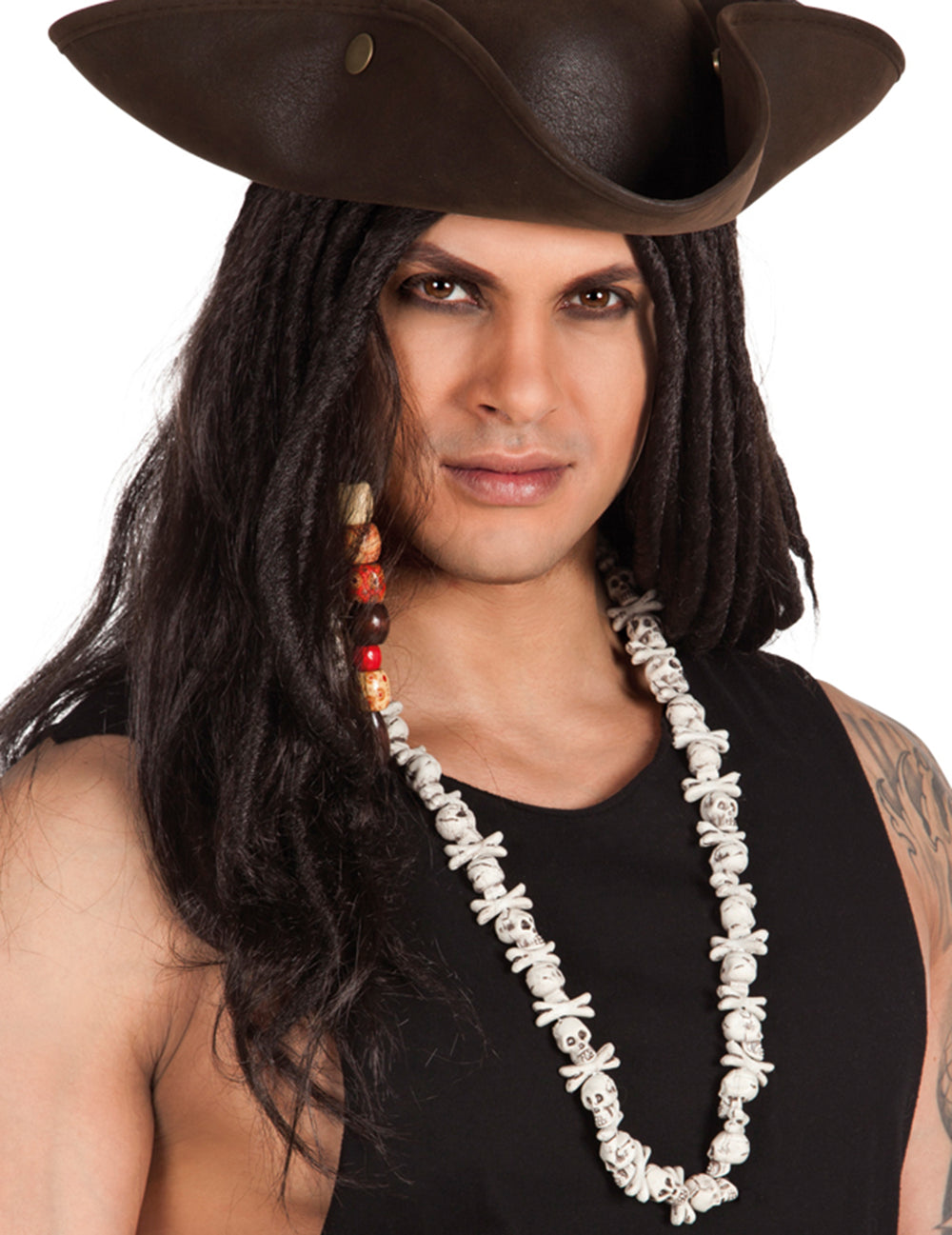 Vue portée du collier têtes de mort Halloween