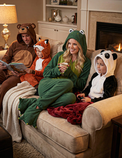 Mise en situation de la combinaison à capuche grenouille pour femme