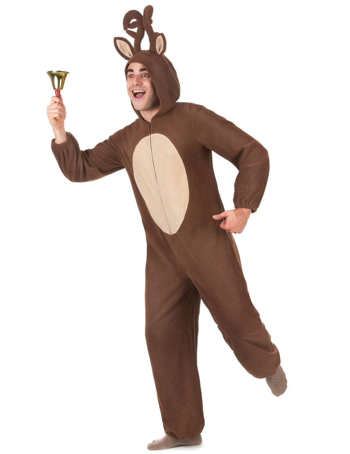Combinaison à capuche renne pour homme marron et beige
