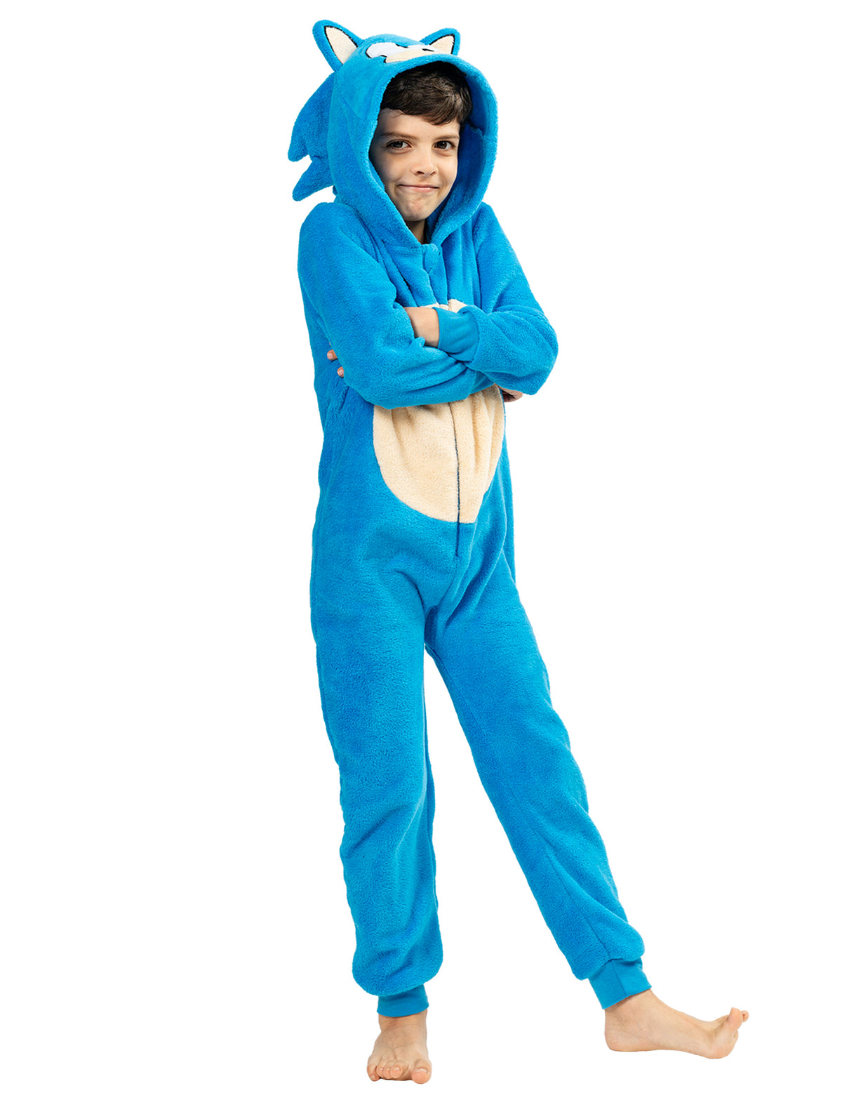 Combinaison Sonic pour enfant bleue et beige en polaire