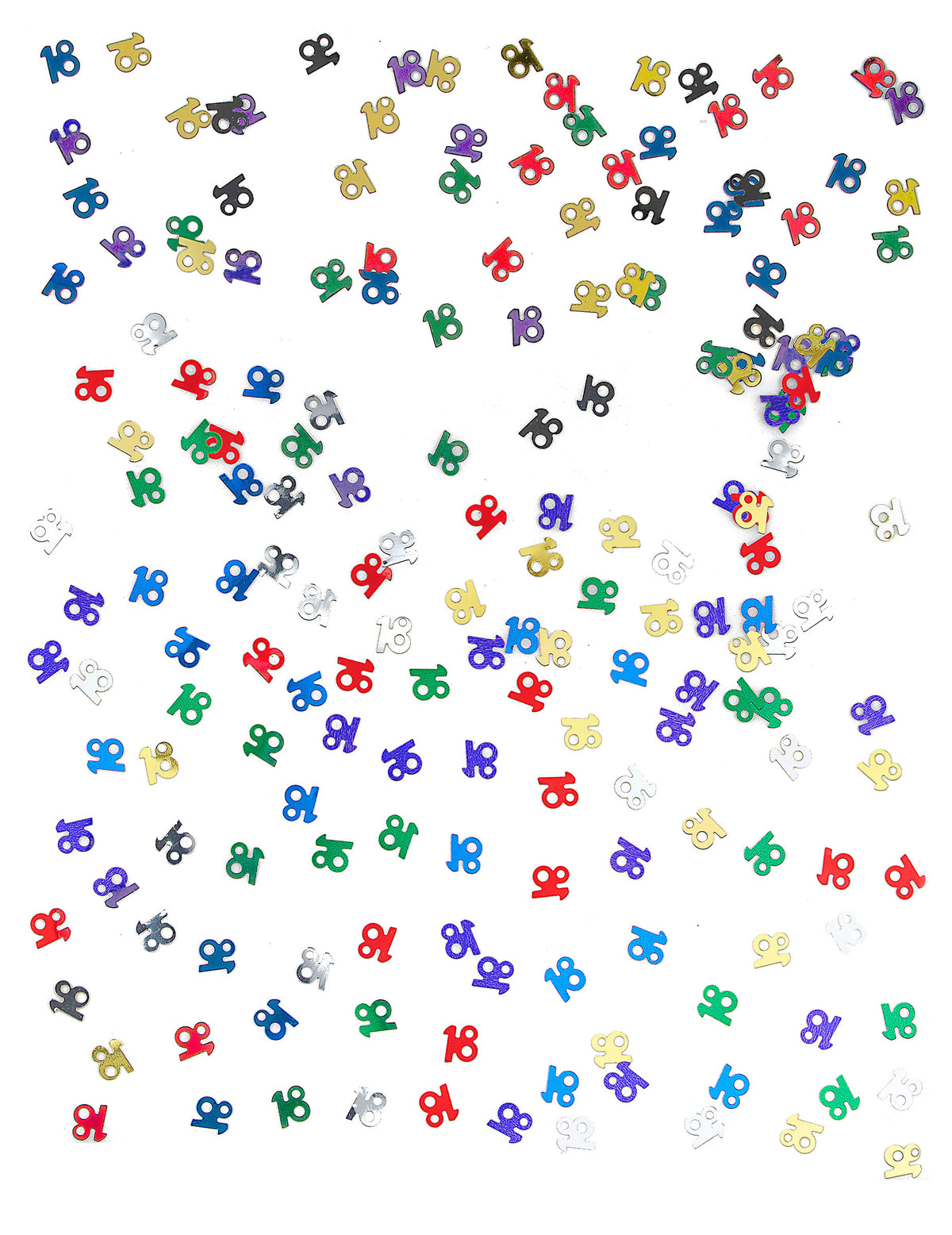 Gros plan sur les chiffres multicolores des Confettis 18 ans
