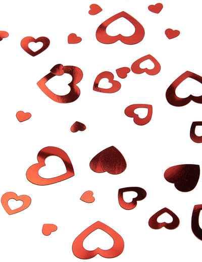 Confettis coeurs pour fête rouges métallisés