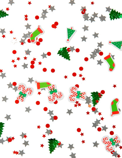 Gros plan sur les motifs des Confettis de Noël pour décoration de table