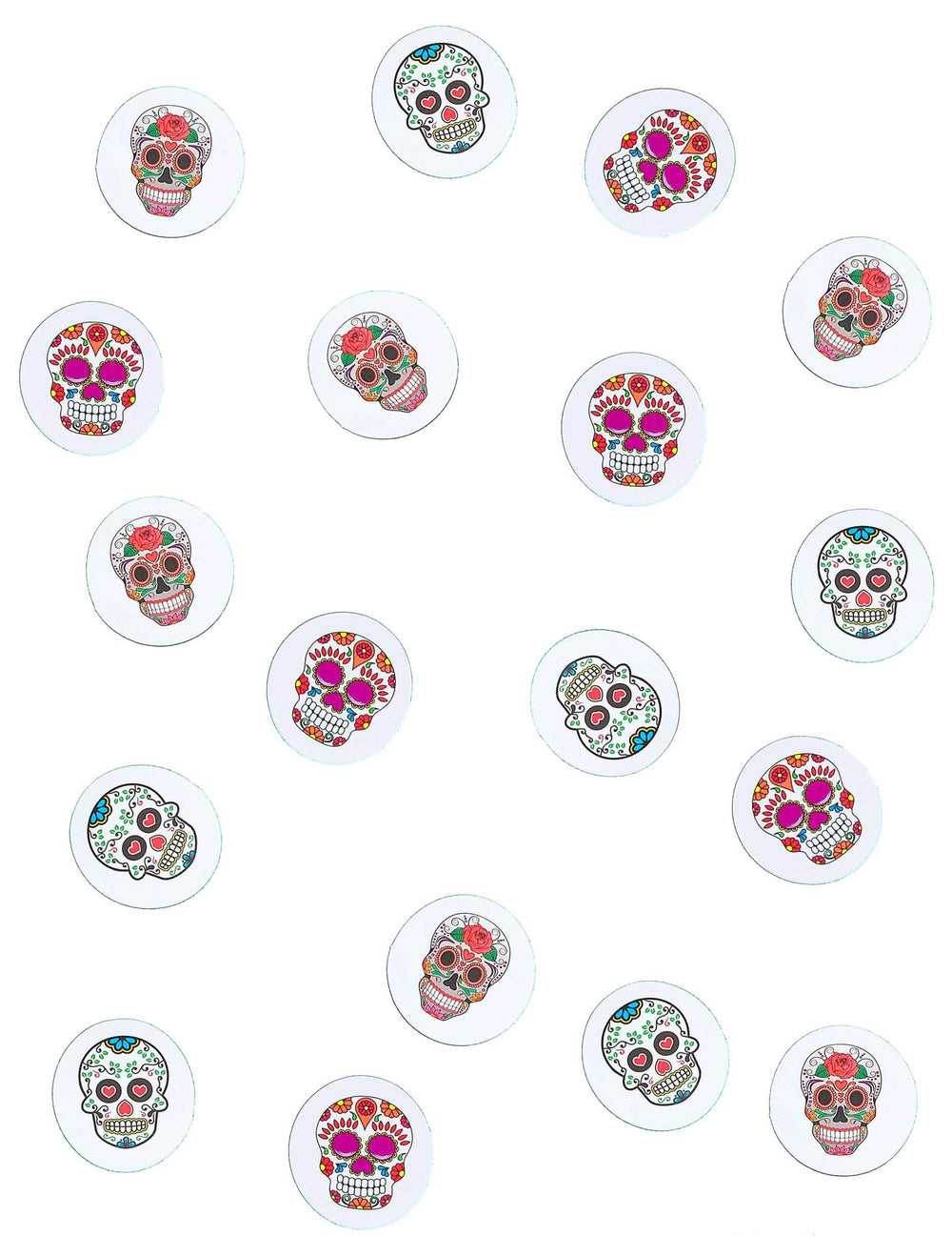 Podrobnosti o različnih vzorcih papirnatih konfetov za mizo Dia de los muertos