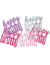 Confettis Happy Birthday pour fête rose et gris holographique