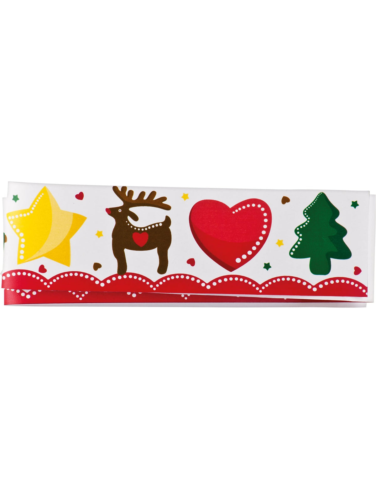 Contour décoratif à tarte Noël blanc avec motifs de renne et cœur