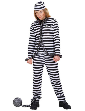 Črno -beli zaporniški kostum najstnik