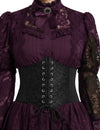 Corset élastique motif baroque pour femme noir à lacets