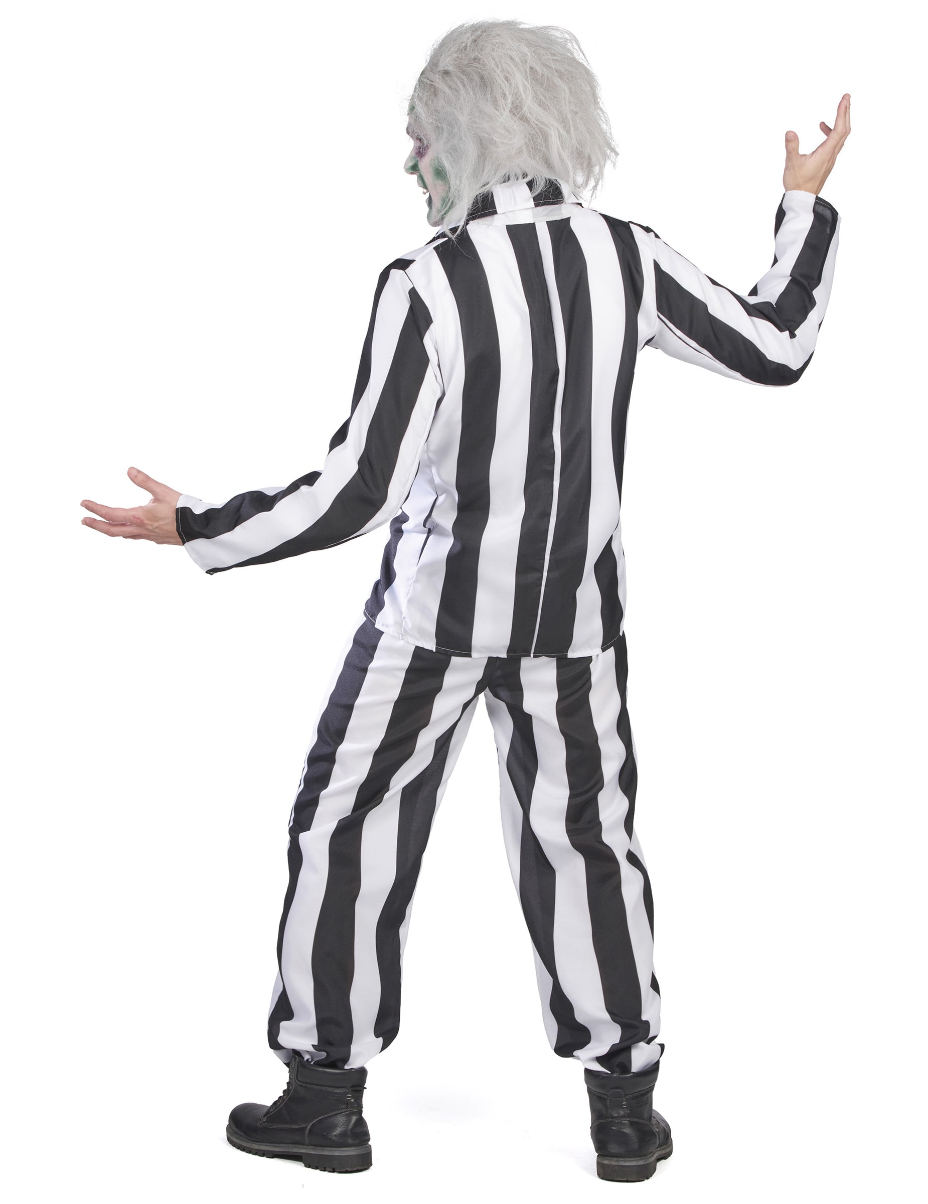 Costume de fantôme à rayures noires et blanches pour homme vue de dos