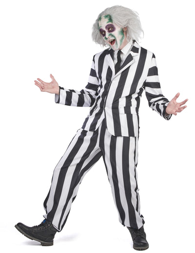 Costume de fantôme pour adulte rayé noir et blanc