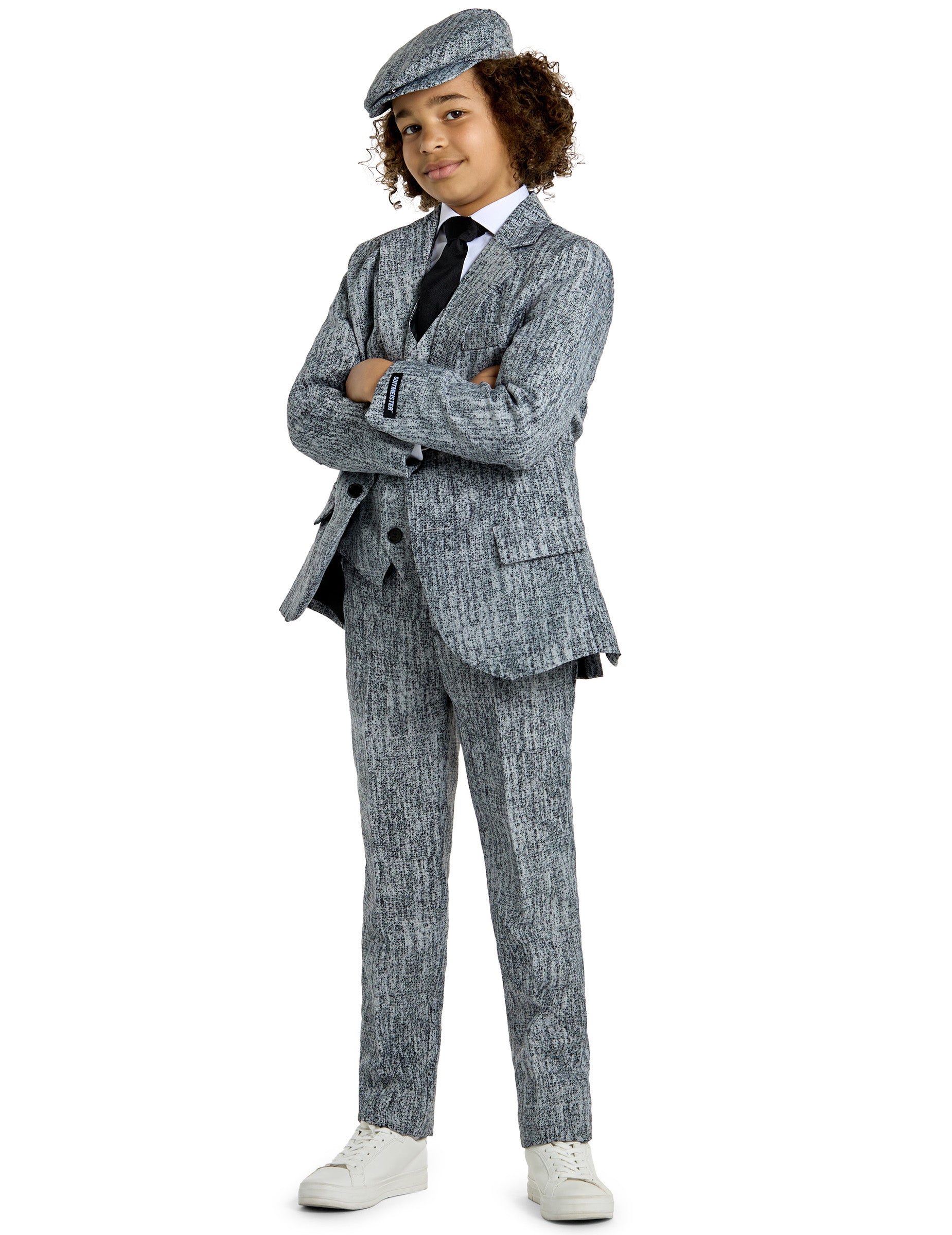 Costume Mr. Années 20 Gangster pour enfant gris avec casquette assortie