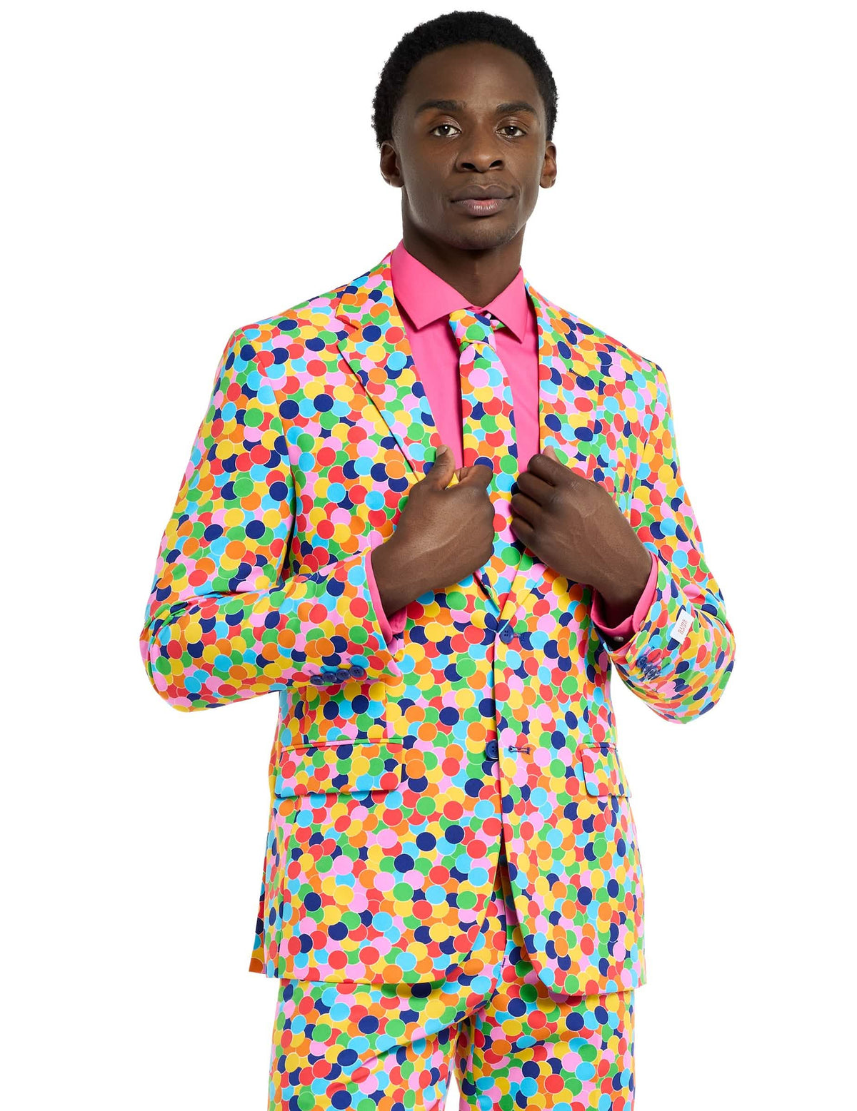 Podrobnosti o suknjiču in kravati kostuma Mr. Confetteroni Opposuits za moški