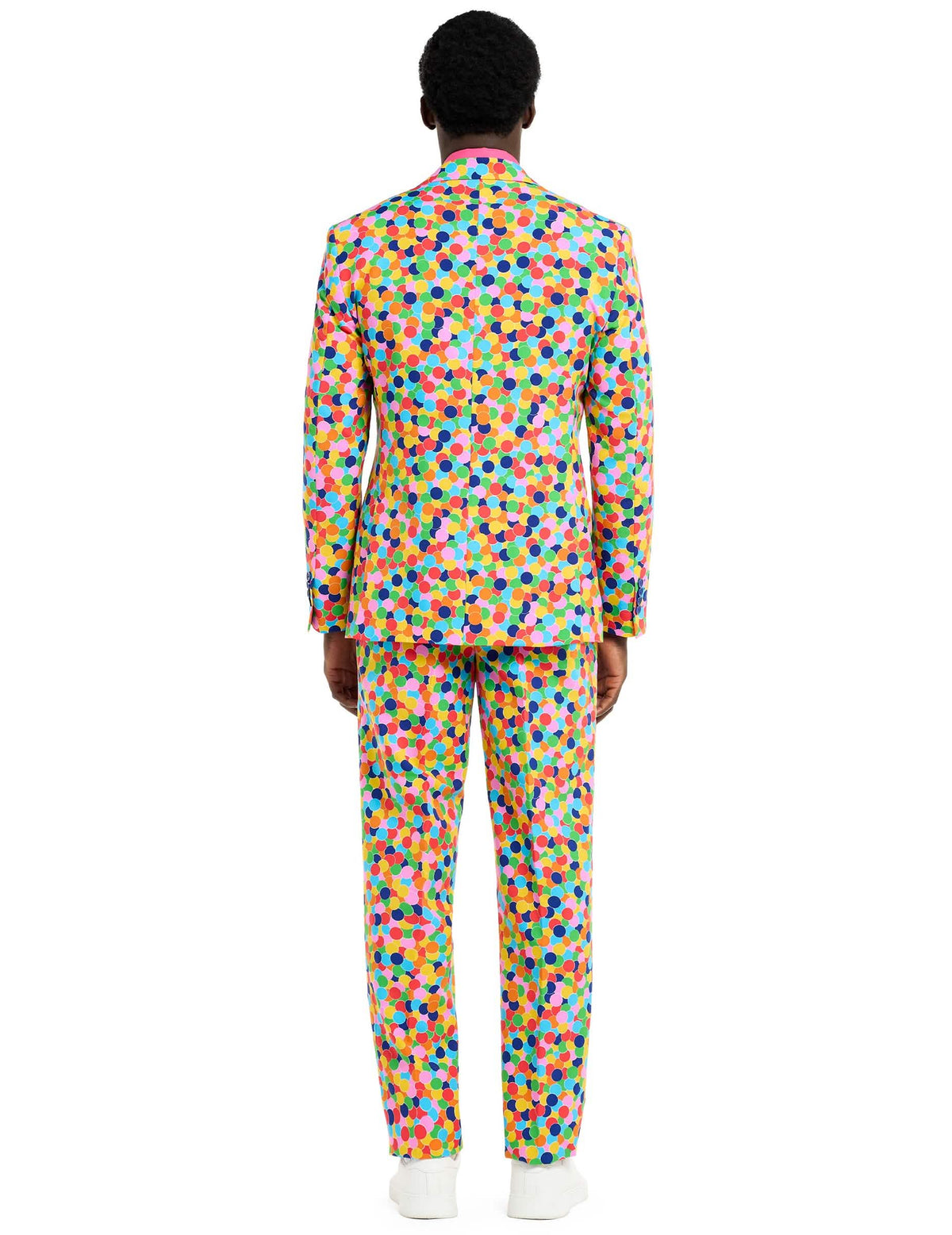 Pogled od zadaj na kostum Mr. Confetteroni Opposuits za moški