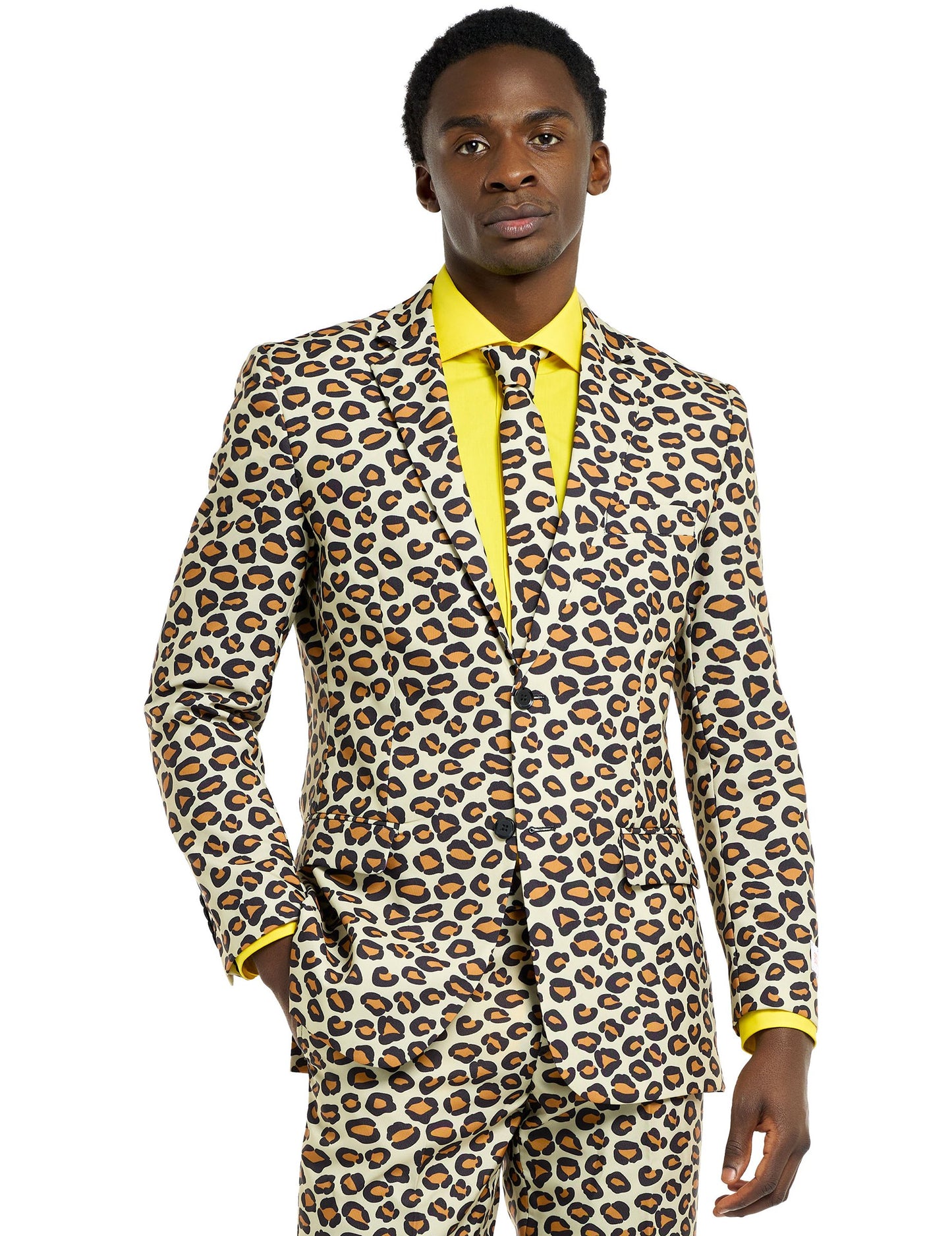 Gros plan sur la veste et la cravate du costume Mr. Jaguar Opposuits pour homme